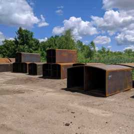 Fully stocked InfraSteel supply yard with different size box culvert liners